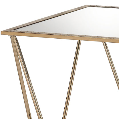 Champagne Gold Mirrored End Table | Modern Glam Accent Table - 1st Choice Furniture Direct