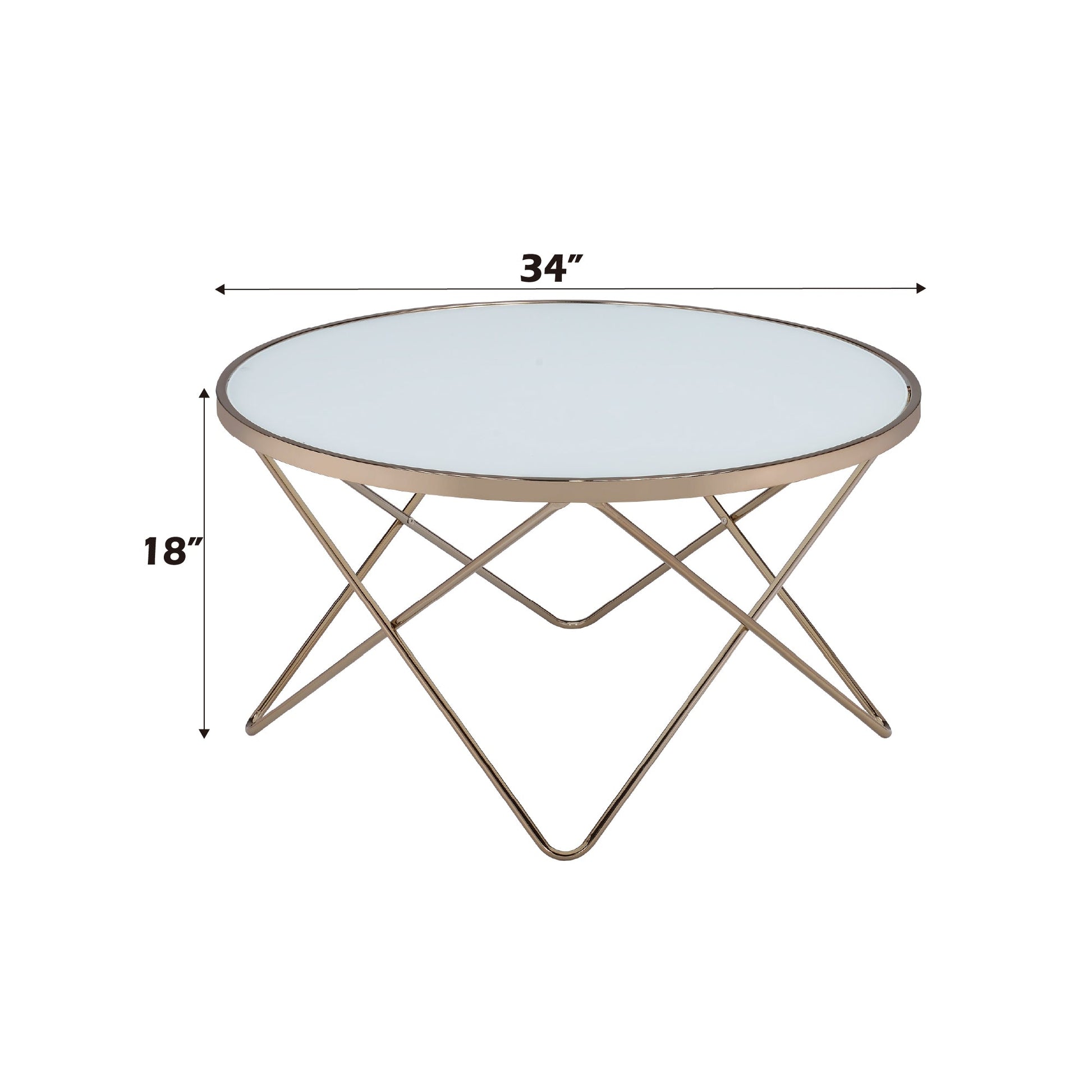 Champagne Round Coffee Table with Frosted Tempered Glass Top - 1st Choice Furniture Direct