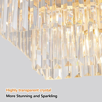 Chandeliers,Rectangular Crystal Chandelier Adjustable,E12 Modern Industrial Crystal Lights,Farmhouse Iron Ceiling Hanging Light for Kitchen Living Room Bedroom/Gold(Bulb Not Included) - 1st Choice Furniture Direct
