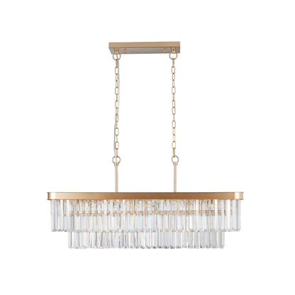 Chandeliers,Rectangular Crystal Chandelier Adjustable,E12 Modern Industrial Crystal Lights,Farmhouse Iron Ceiling Hanging Light for Kitchen Living Room Bedroom/Gold(Bulb Not Included) - 1st Choice Furniture Direct