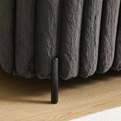 Charcoal Faux Fur Flip Top Storage Bench with Black Metal Legs, 49.2' Wide Bed End Stool Foot Rest - 1st Choice Furniture Direct