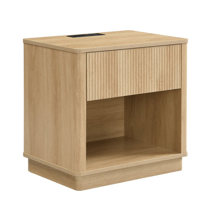 Charging Nightstand Set of 2, Bedside Tables with Charging Stations, Outlet/USB Bedside Tables with Drawer, Modern Set for Bedroom,Natural Color - 1st Choice Furniture Direct