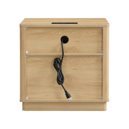 Charging Nightstand Set of 2, Bedside Tables with Charging Stations, Outlet/USB Bedside Tables with Drawer, Modern Set for Bedroom,Natural Color - 1st Choice Furniture Direct