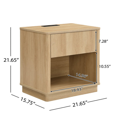 Charging Nightstand Set of 2, Bedside Tables with Charging Stations, Outlet/USB Bedside Tables with Drawer, Modern Set for Bedroom,Natural Color - 1st Choice Furniture Direct