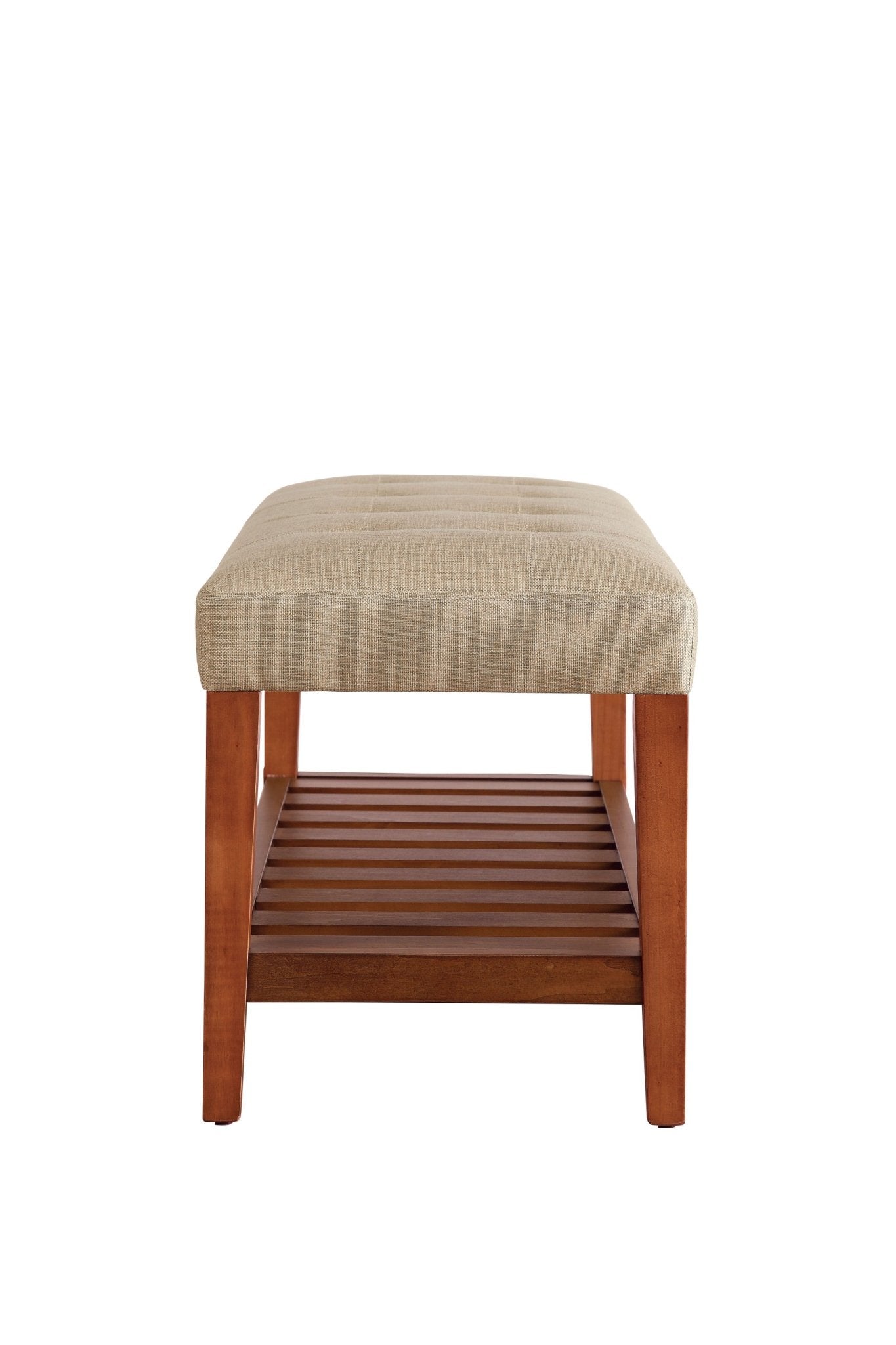 Charla Beige Fabric & Oak Finish Bench - 1st Choice Furniture Direct