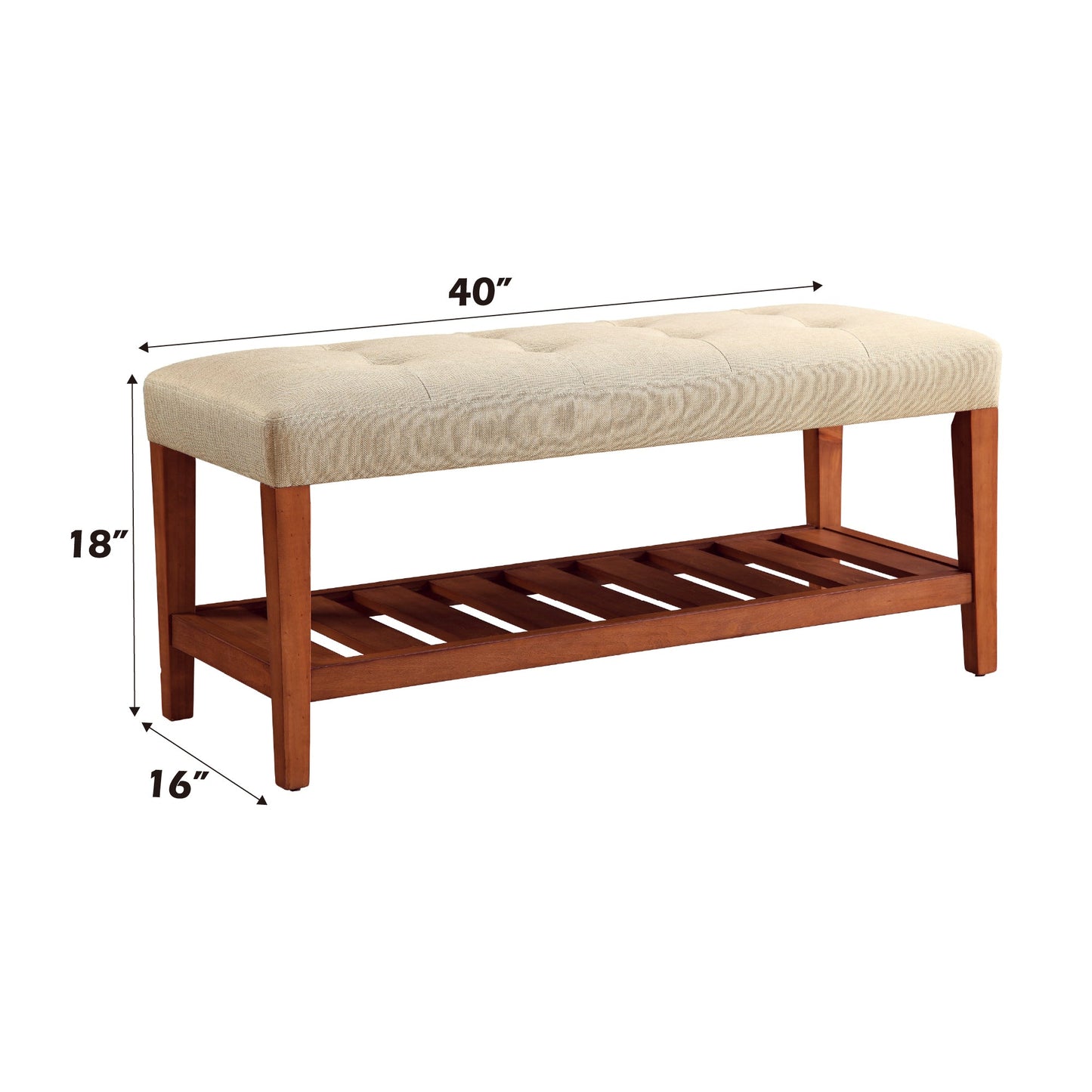 Charla Beige Fabric & Oak Finish Bench - 1st Choice Furniture Direct
