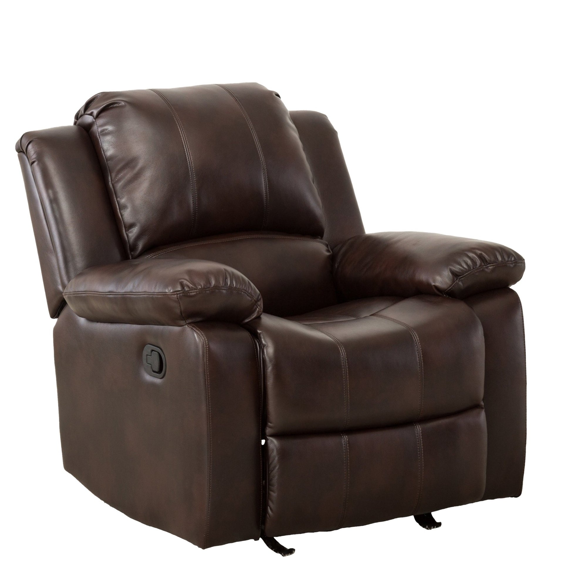 Charlotte Burnished Brown Faux Leather Glider Recliner with Classic Style and Plush Comfort - 1st Choice Furniture Direct