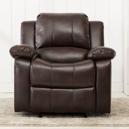 Charlotte Burnished Brown Faux Leather Glider Recliner with Classic Style and Plush Comfort - 1st Choice Furniture Direct