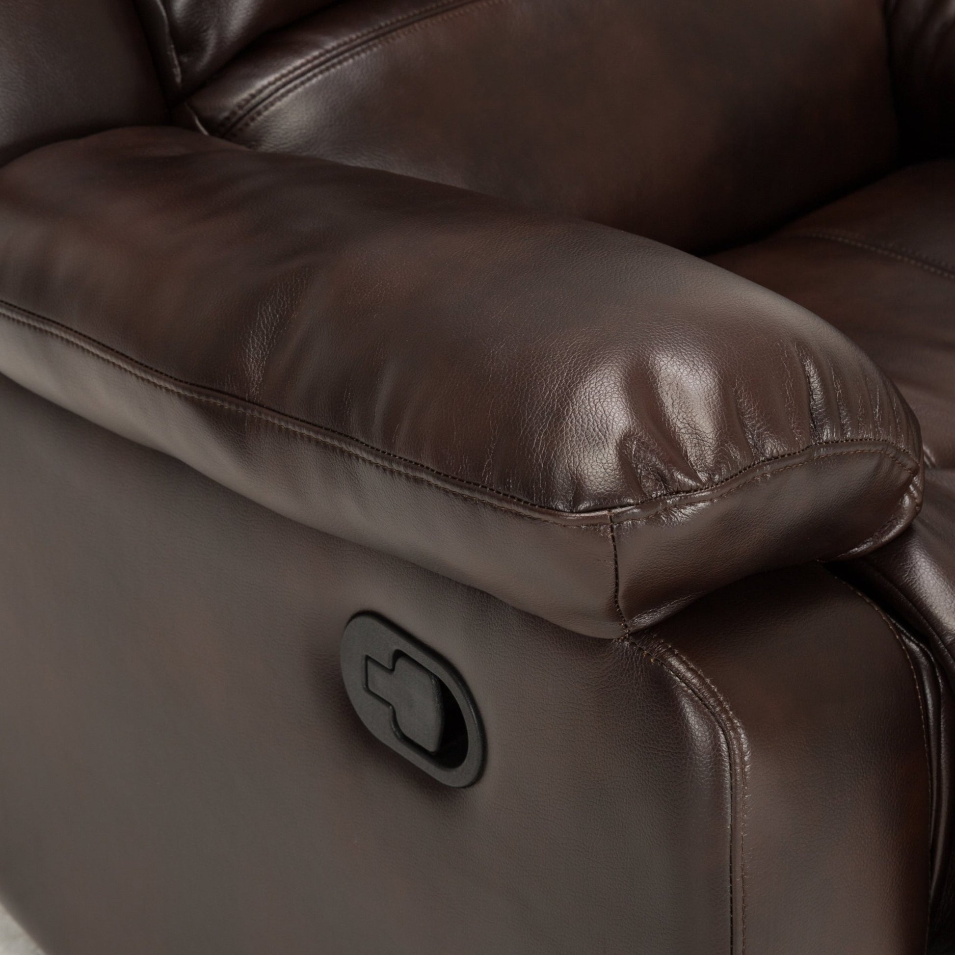 Charlotte Burnished Brown Faux Leather Glider Recliner with Classic Style and Plush Comfort - 1st Choice Furniture Direct