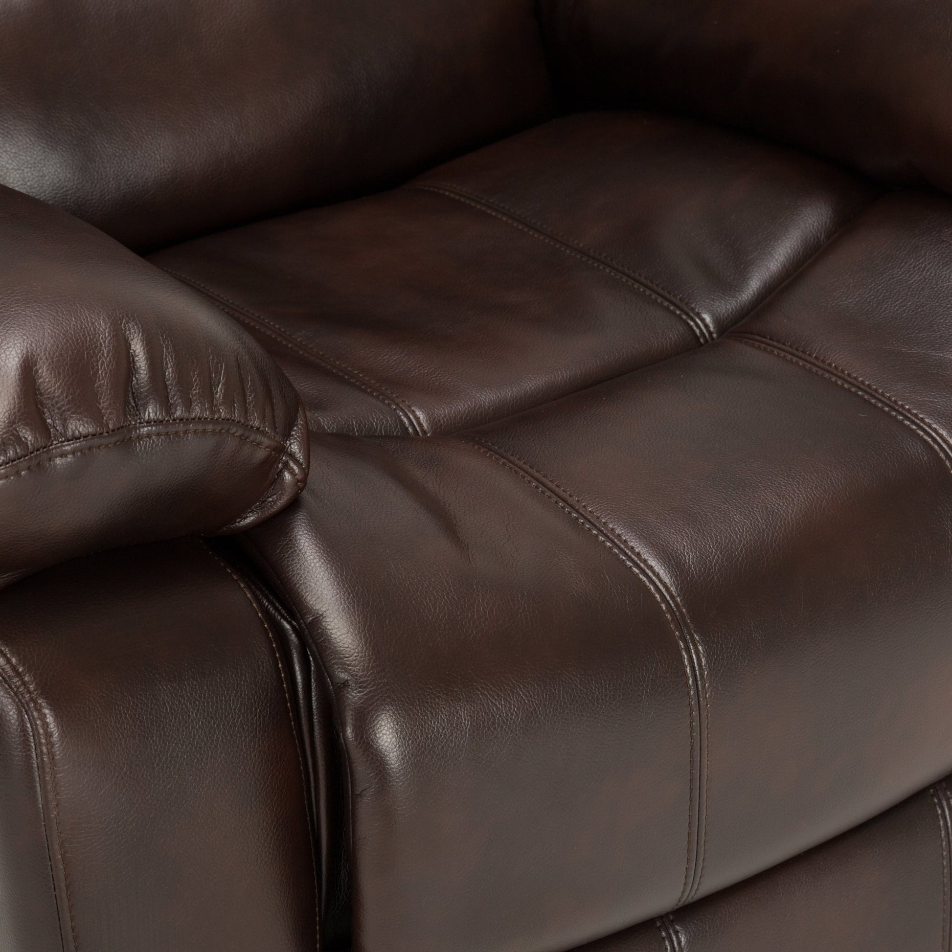 Charlotte Burnished Brown Faux Leather Glider Recliner with Classic Style and Plush Comfort - 1st Choice Furniture Direct