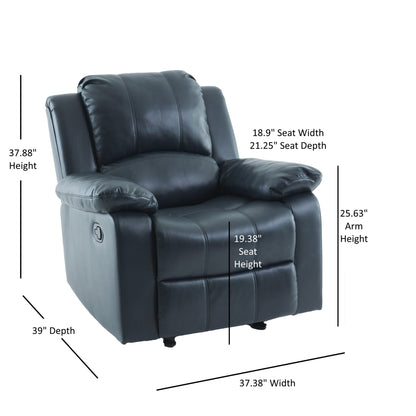 Charlotte Midnight Blue Leather Gel Glider Recliner with Sturdy Wood Frame - 1st Choice Furniture Direct