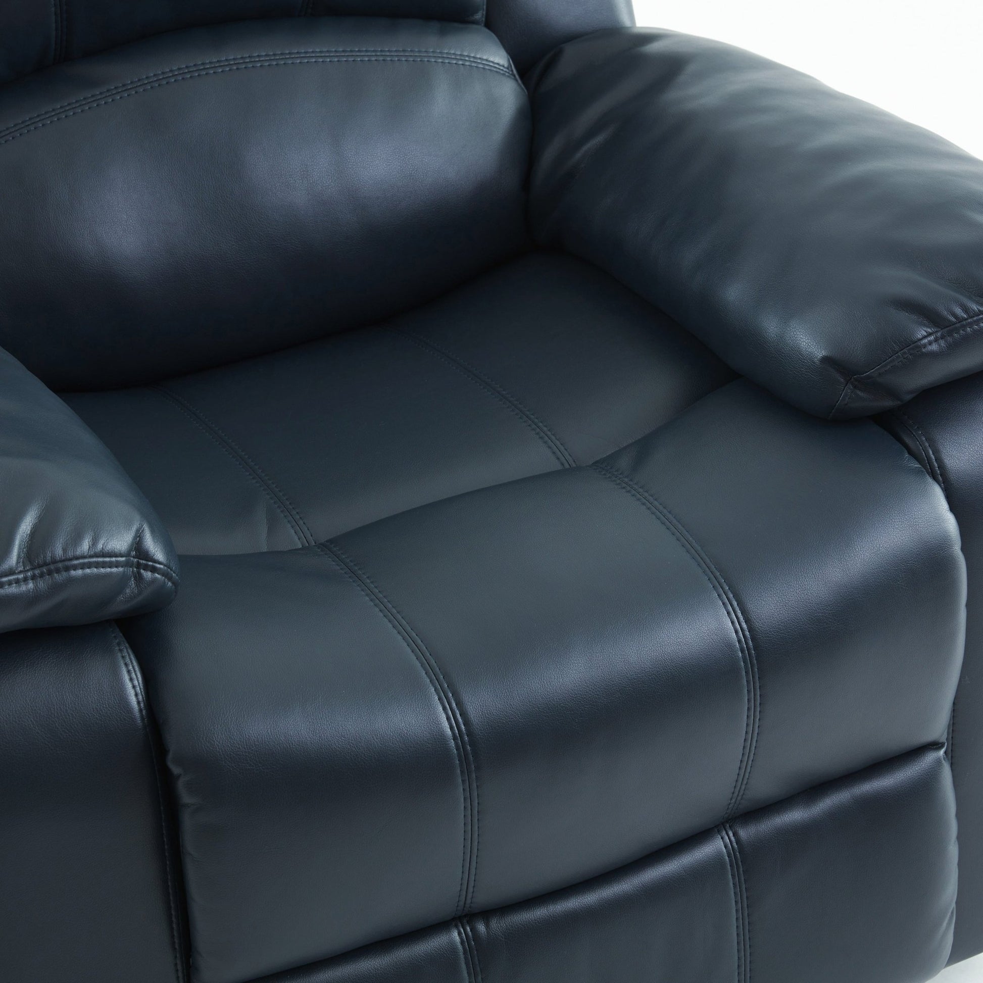 Charlotte Midnight Blue Leather Gel Glider Recliner with Sturdy Wood Frame - 1st Choice Furniture Direct