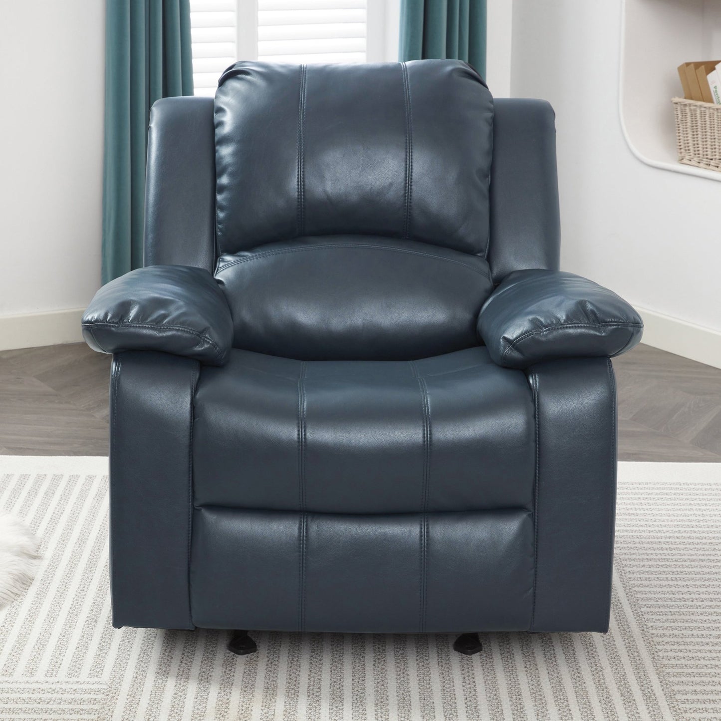 Charlotte Midnight Blue Leather Gel Glider Recliner with Sturdy Wood Frame - 1st Choice Furniture Direct