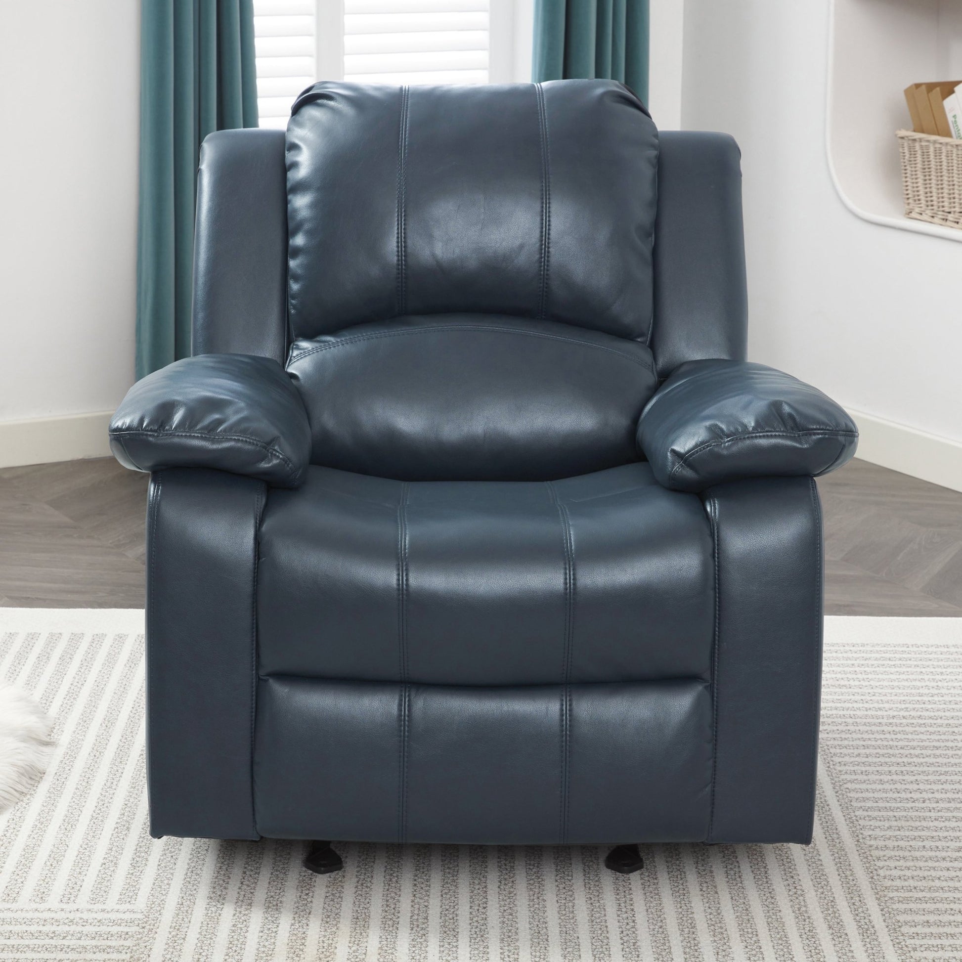 Charlotte Midnight Blue Leather Gel Glider Recliner with Sturdy Wood Frame - 1st Choice Furniture Direct