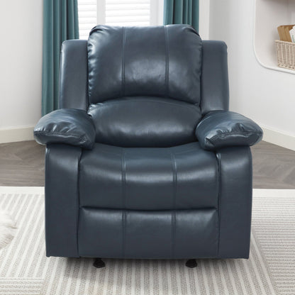Charlotte Midnight Blue Leather Gel Glider Recliner with Sturdy Wood Frame - 1st Choice Furniture Direct
