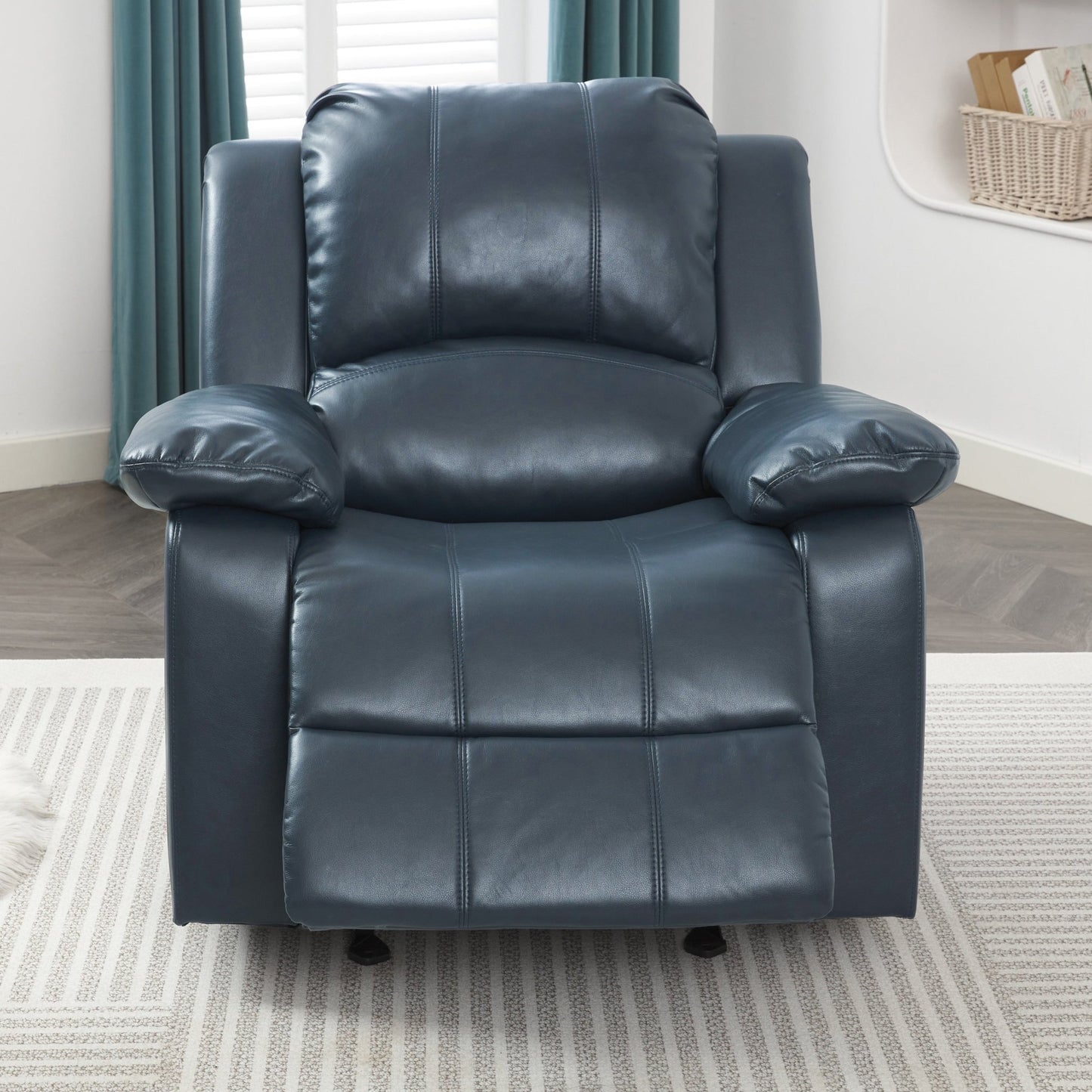 Charlotte Midnight Blue Leather Gel Glider Recliner with Sturdy Wood Frame - 1st Choice Furniture Direct