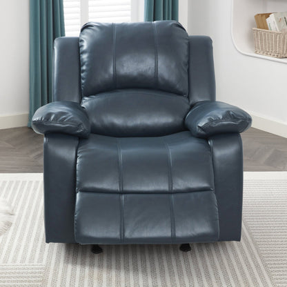 Charlotte Midnight Blue Leather Gel Glider Recliner with Sturdy Wood Frame - 1st Choice Furniture Direct
