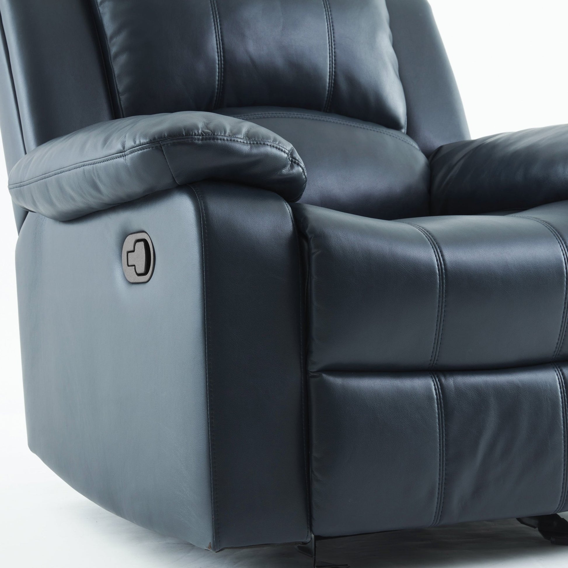 Charlotte Midnight Blue Leather Gel Glider Recliner with Sturdy Wood Frame - 1st Choice Furniture Direct