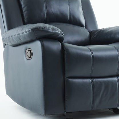 Charlotte Midnight Blue Leather Gel Glider Recliner with Sturdy Wood Frame - 1st Choice Furniture Direct