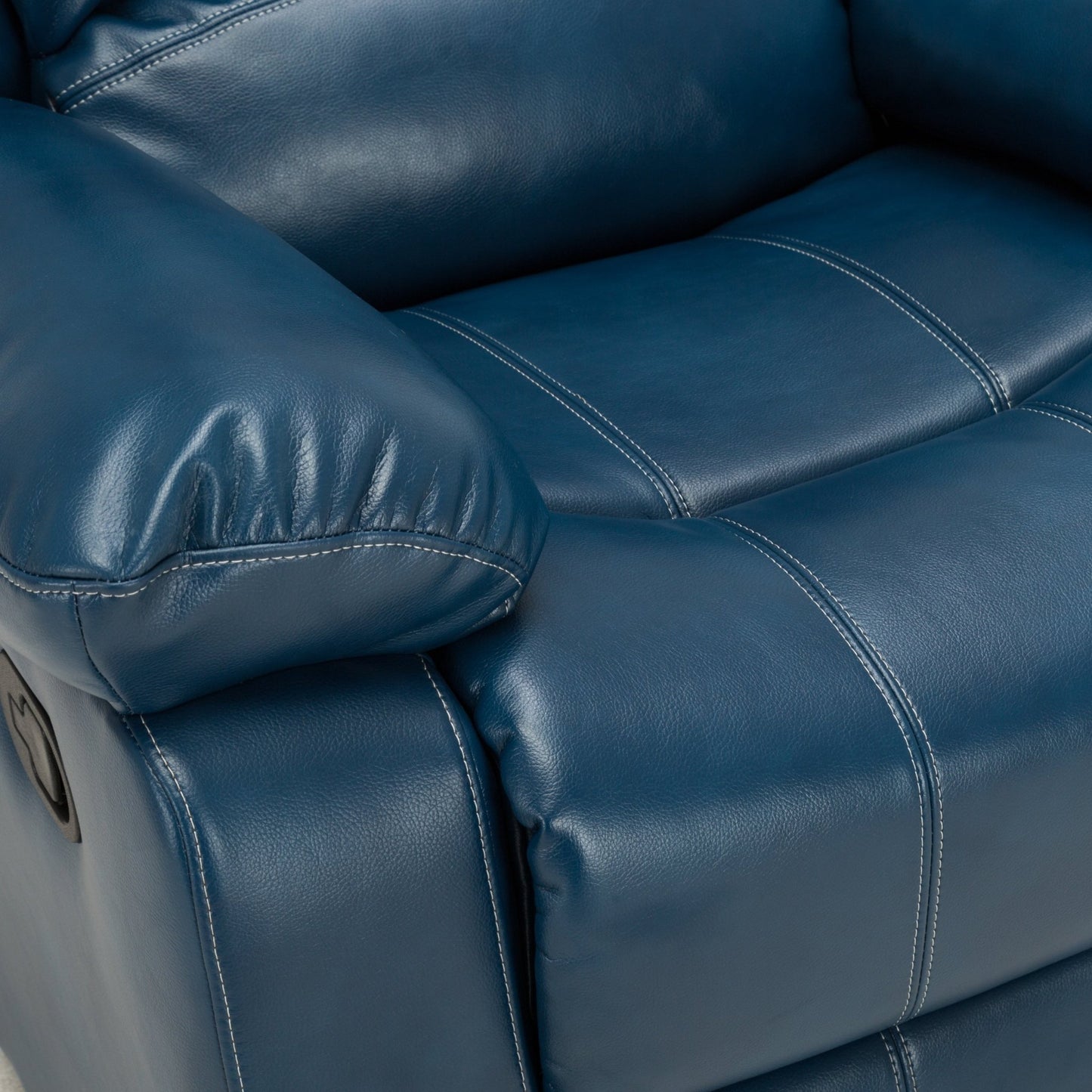 Charlotte Navy Blue Leather Gel Recliner with Gliding and Reclining Functionality - 1st Choice Furniture Direct
