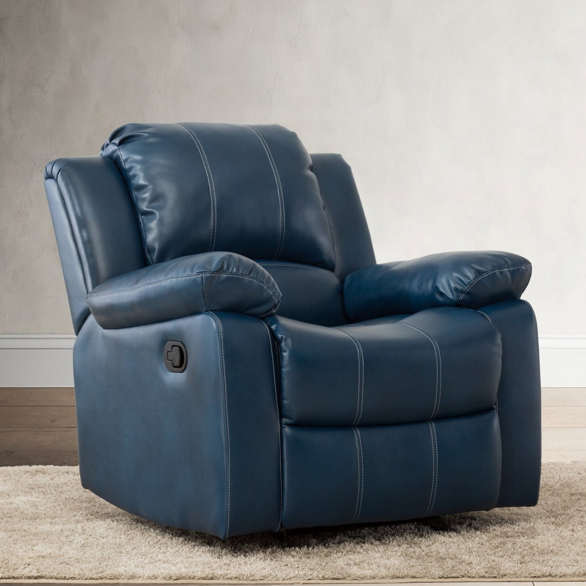 Charlotte Navy Blue Leather Gel Recliner with Gliding and Reclining Functionality - 1st Choice Furniture Direct