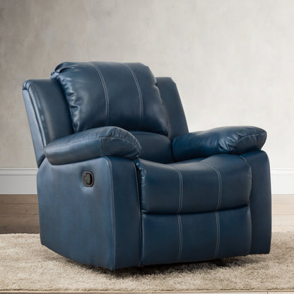 Charlotte Navy Blue Leather Gel Recliner with Gliding and Reclining Functionality - 1st Choice Furniture Direct