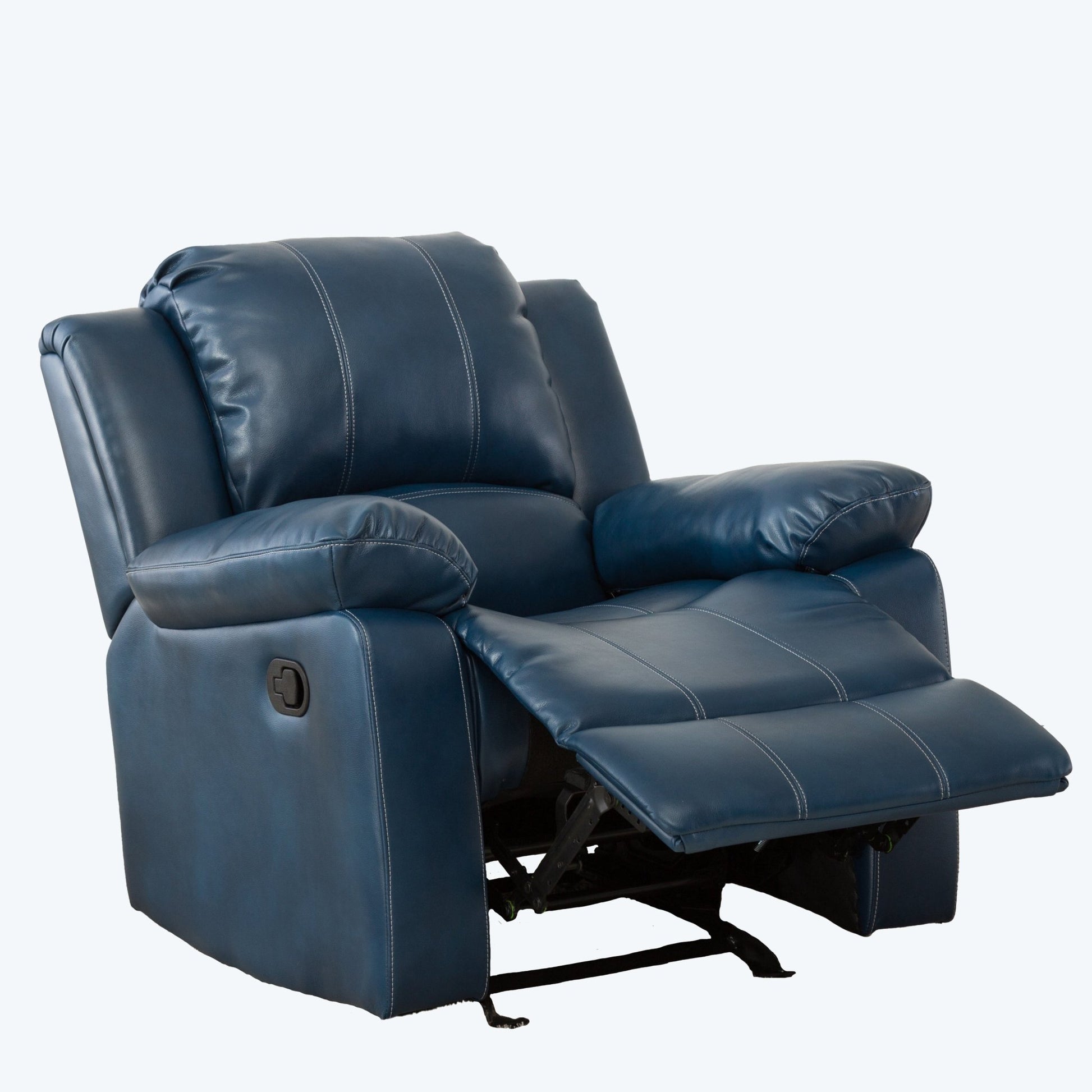 Charlotte Navy Blue Leather Gel Recliner with Gliding and Reclining Functionality - 1st Choice Furniture Direct