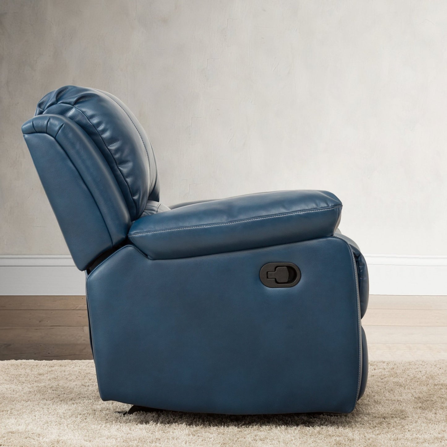 Charlotte Navy Blue Leather Gel Recliner with Gliding and Reclining Functionality - 1st Choice Furniture Direct