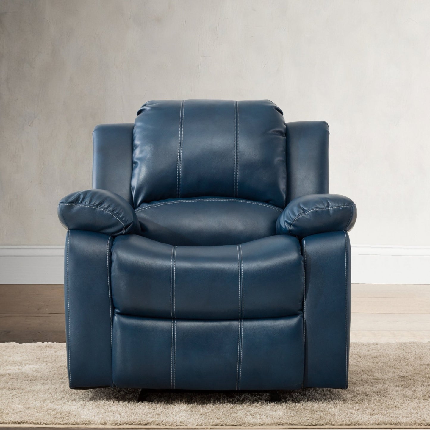 Charlotte Navy Blue Leather Gel Recliner with Gliding and Reclining Functionality - 1st Choice Furniture Direct