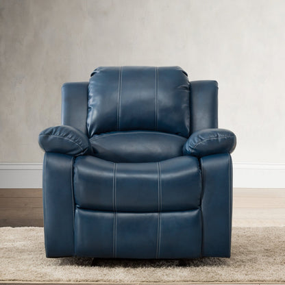 Charlotte Navy Blue Leather Gel Recliner with Gliding and Reclining Functionality - 1st Choice Furniture Direct