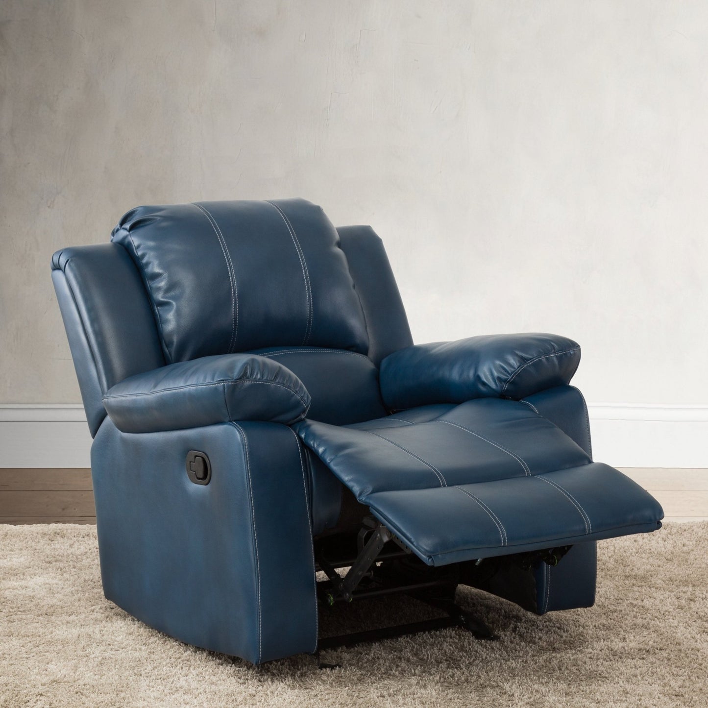 Charlotte Navy Blue Leather Gel Recliner with Gliding and Reclining Functionality - 1st Choice Furniture Direct