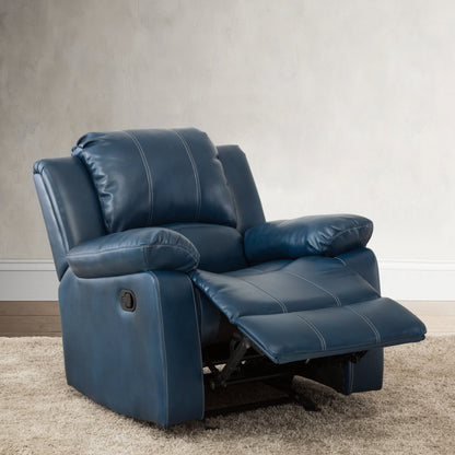 Charlotte Navy Blue Leather Gel Recliner with Gliding and Reclining Functionality - 1st Choice Furniture Direct