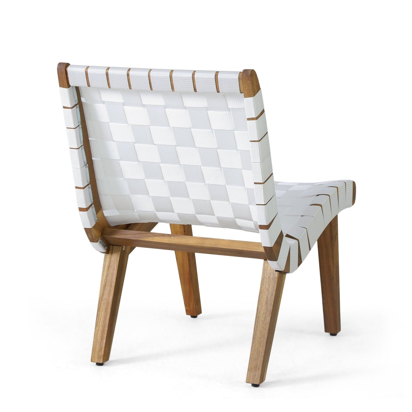 Charlotte Transitional Lounge Chair Set with Rope Weave in White Acacia Wood - 1st Choice Furniture Direct
