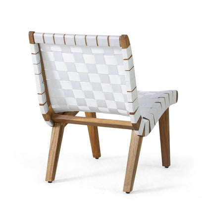 Charlotte Transitional Lounge Chair Set with Rope Weave in White Acacia Wood - 1st Choice Furniture Direct