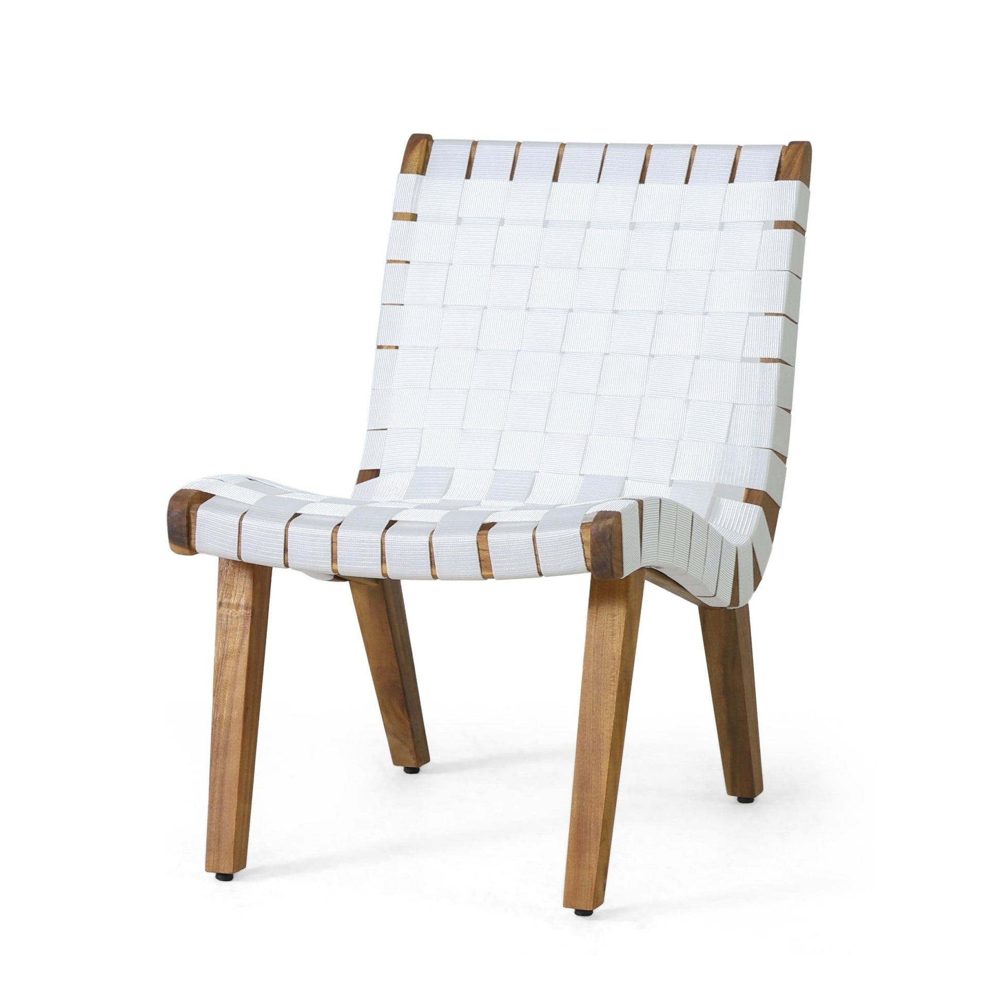Charlotte Transitional Lounge Chair Set with Rope Weave in White Acacia Wood - 1st Choice Furniture Direct