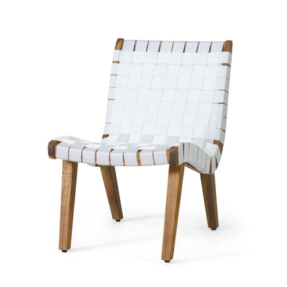 Charlotte Transitional Lounge Chair Set with Rope Weave in White Acacia Wood - 1st Choice Furniture Direct