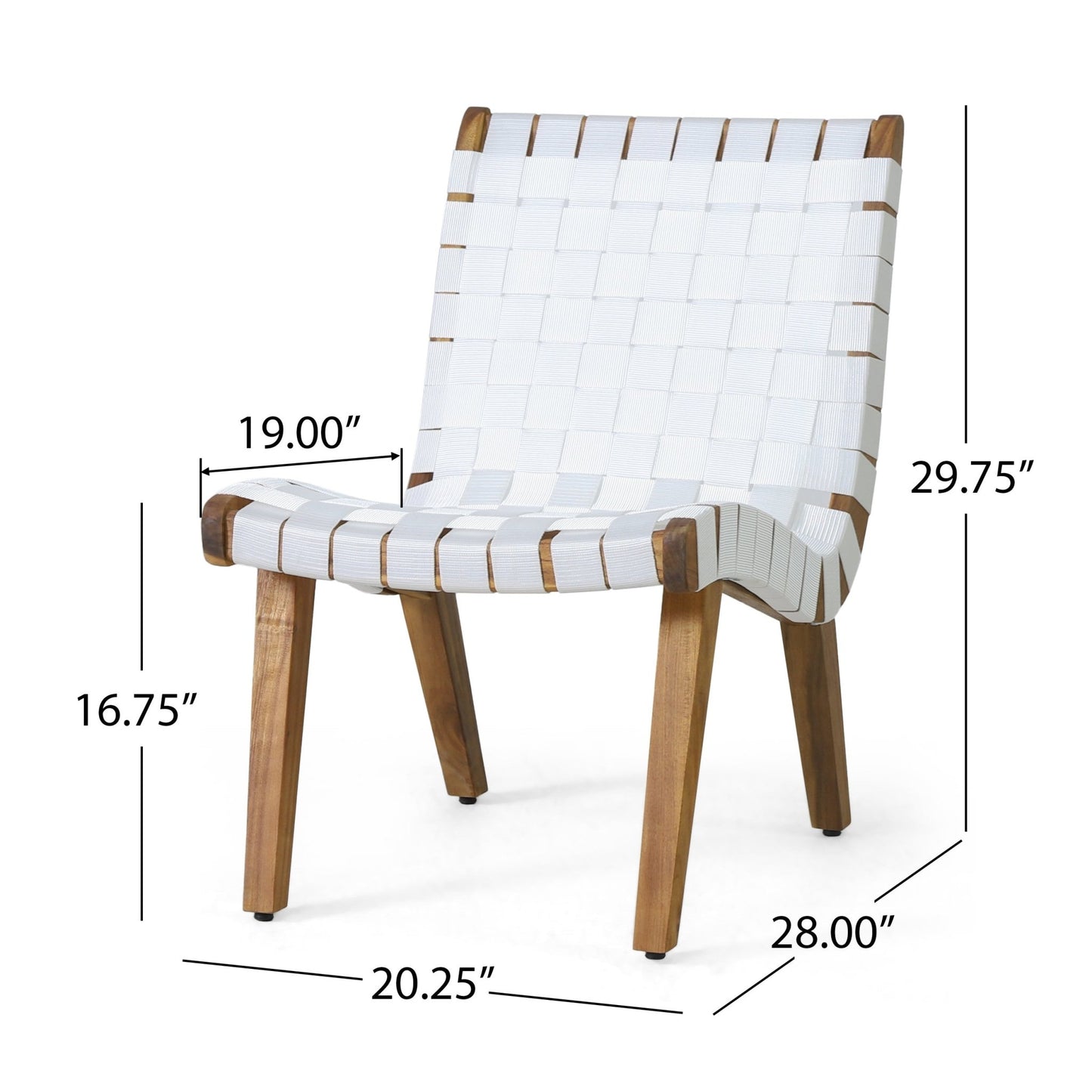 Charlotte Transitional Lounge Chair Set with Rope Weave in White Acacia Wood - 1st Choice Furniture Direct