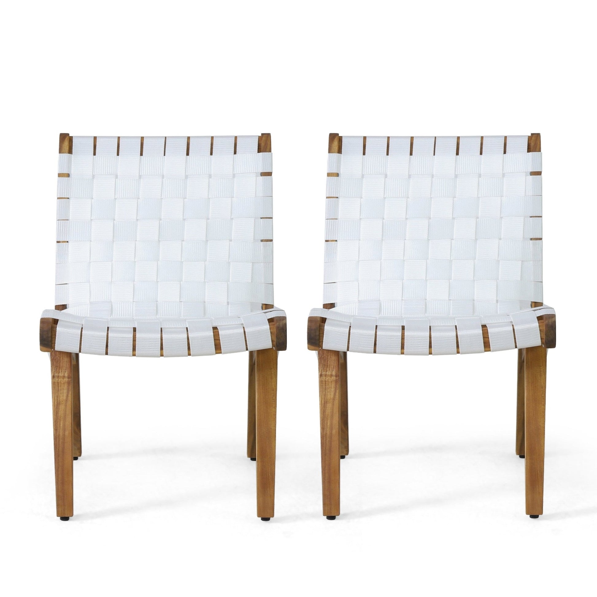 Charlotte Transitional Lounge Chair Set with Rope Weave in White Acacia Wood - 1st Choice Furniture Direct