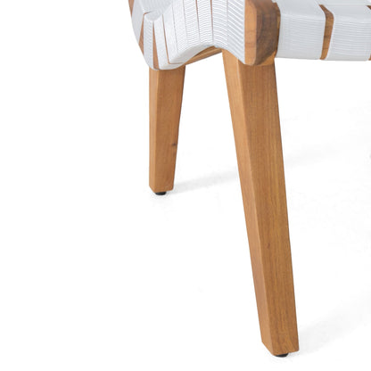 Charlotte Transitional Lounge Chair Set with Rope Weave in White Acacia Wood - 1st Choice Furniture Direct