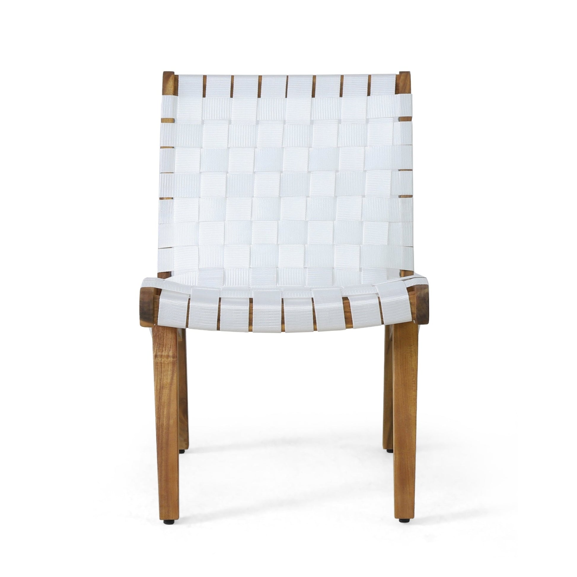 Charlotte Transitional Lounge Chair Set with Rope Weave in White Acacia Wood - 1st Choice Furniture Direct
