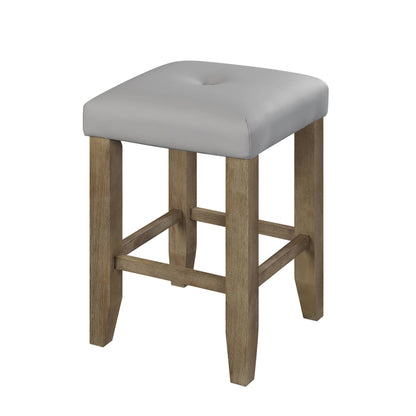 Charnell Gray Synthetic Leather & Oak Finish Counter Height Stool (Set of 2) - 1st Choice Furniture Direct