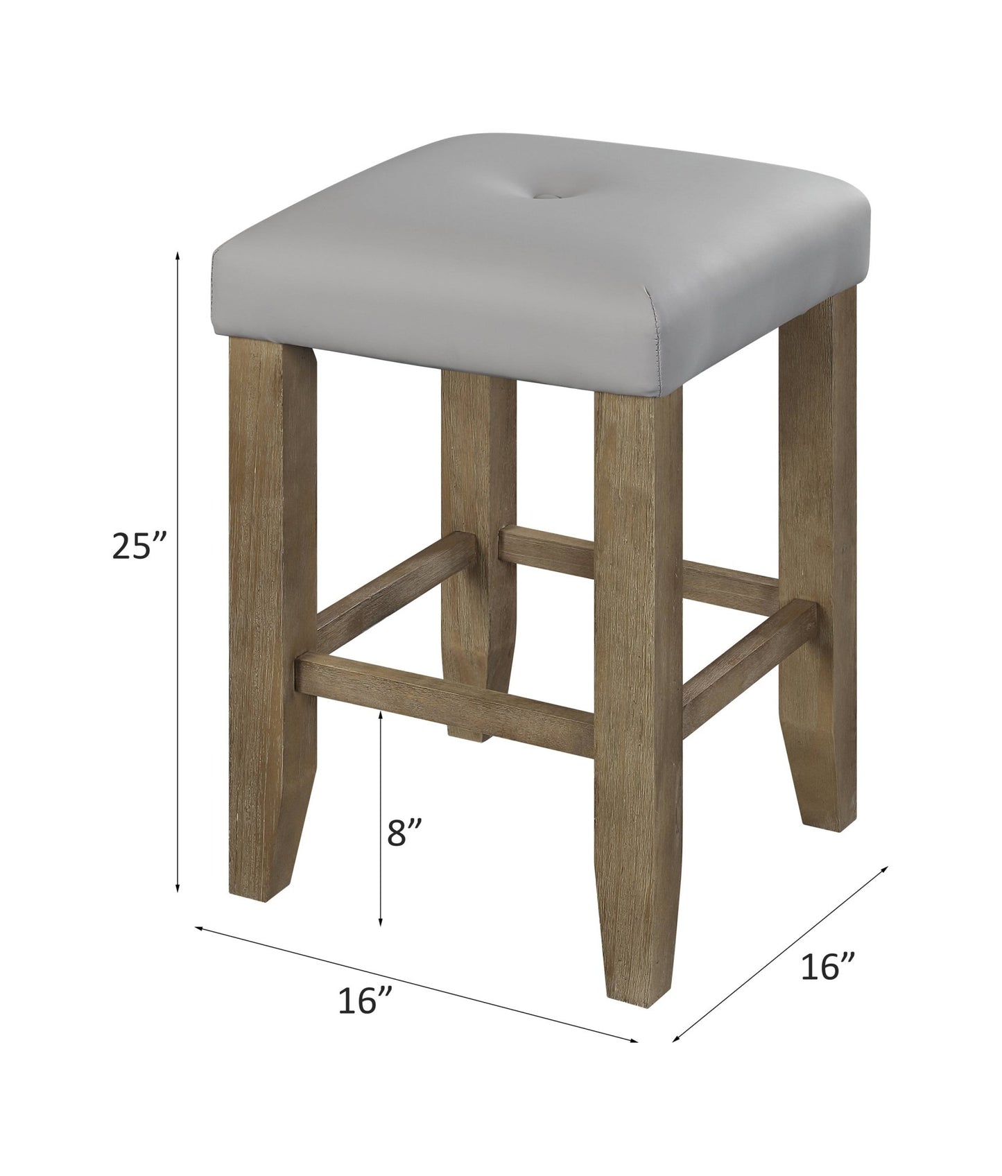 Charnell Gray Synthetic Leather & Oak Finish Counter Height Stool (Set of 2) - 1st Choice Furniture Direct