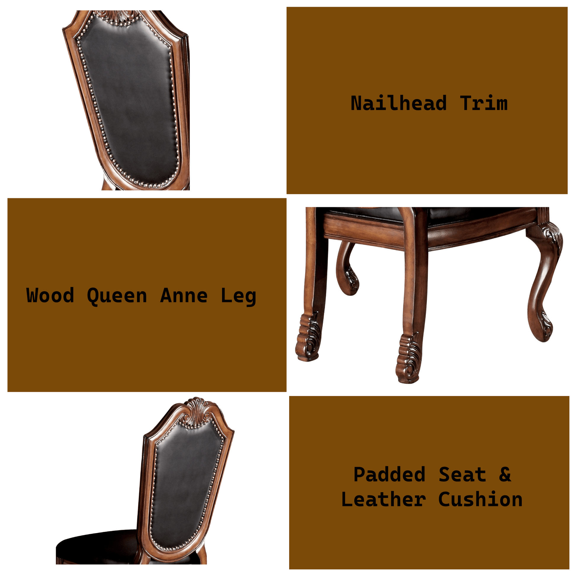 Chateau Black Synthetic Leather & Cherry Finish De Ville Side Chair (Set of 2) - 1st Choice Furniture Direct