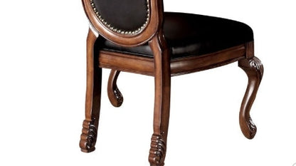 Chateau Black Synthetic Leather & Cherry Finish De Ville Side Chair (Set of 2) - 1st Choice Furniture Direct