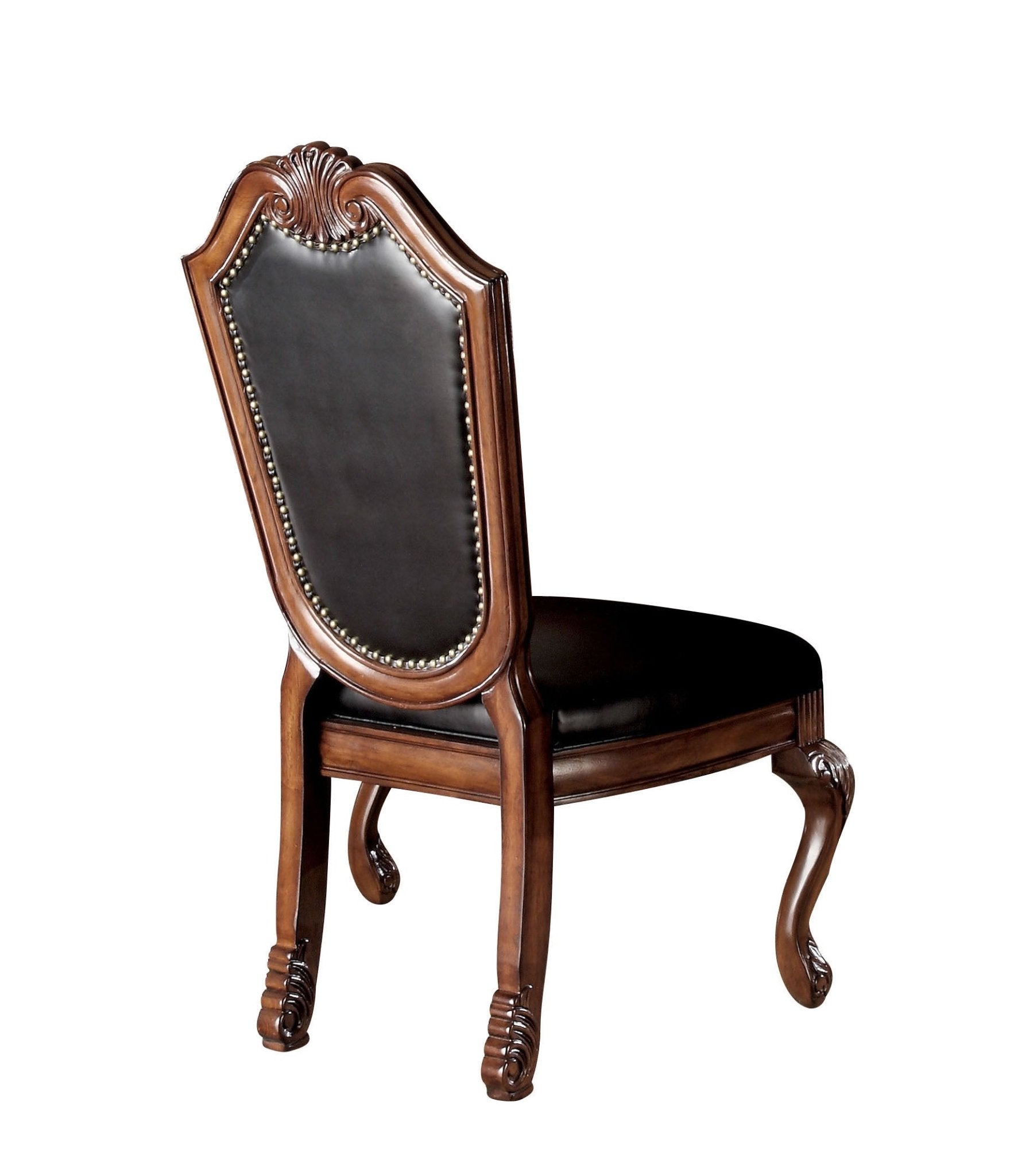 Chateau Black Synthetic Leather & Cherry Finish De Ville Side Chair (Set of 2) - 1st Choice Furniture Direct