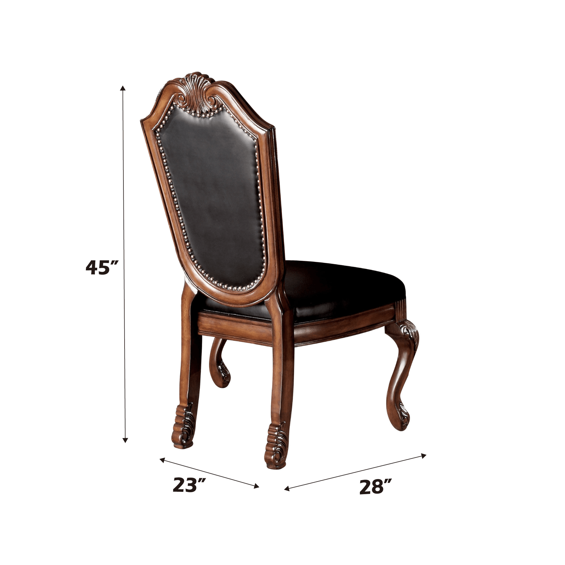 Chateau Black Synthetic Leather & Cherry Finish De Ville Side Chair (Set of 2) - 1st Choice Furniture Direct