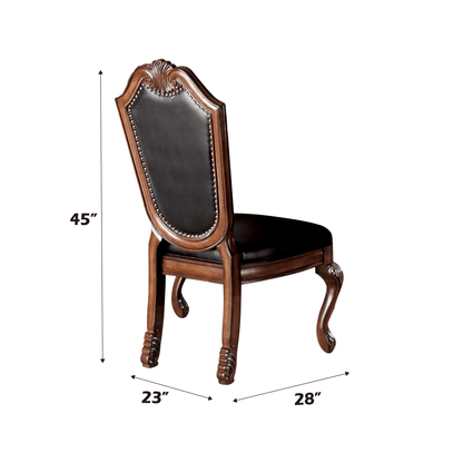 Chateau Black Synthetic Leather & Cherry Finish De Ville Side Chair (Set of 2) - 1st Choice Furniture Direct