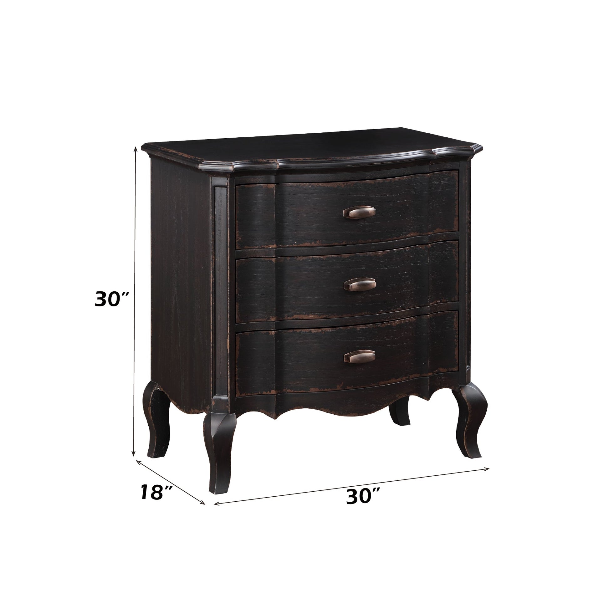 Chelmsford Antique Black Finish Nightstand - 1st Choice Furniture Direct