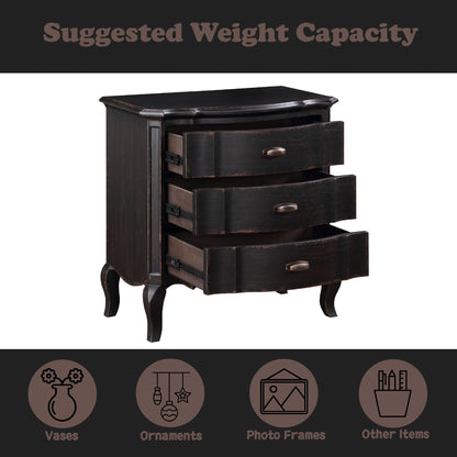 Chelmsford Antique Black Finish Nightstand - 1st Choice Furniture Direct