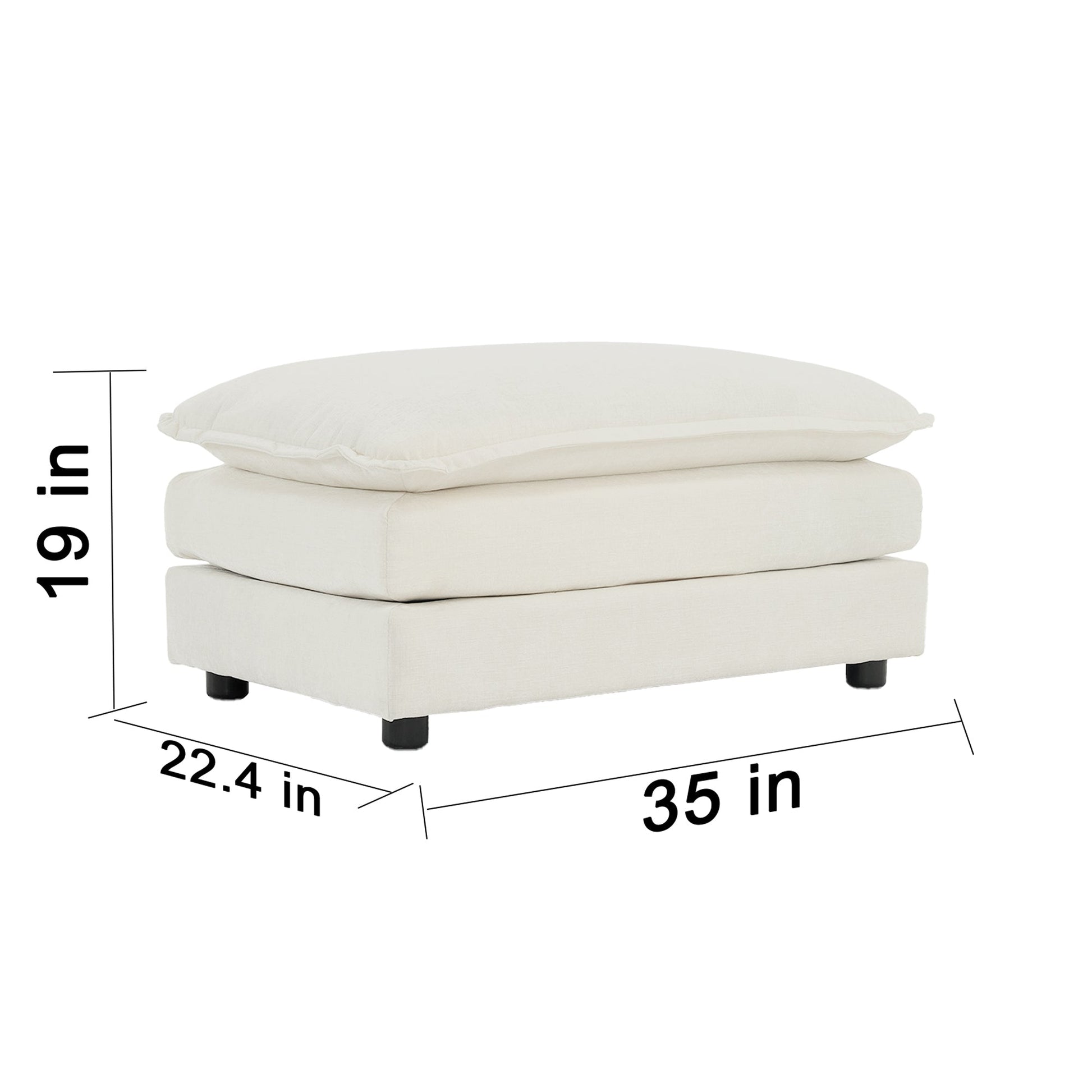 Chenille Fabric Ottomans Footrest to Combine with 2 Seater Sofa, 3 Seater Sofa and 4 Seater Sofa, White Chenille - 1st Choice Furniture Direct